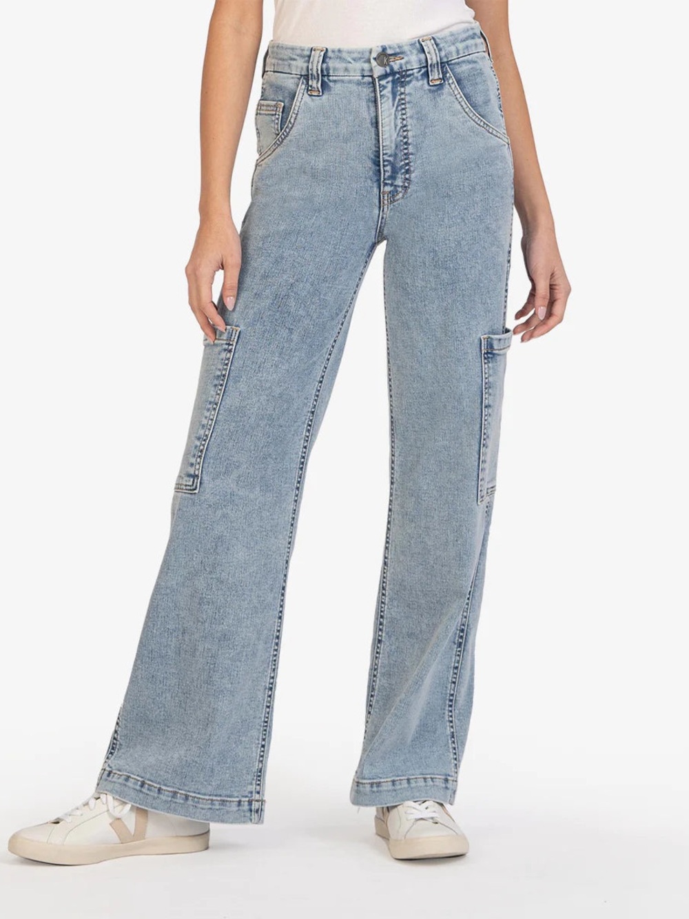 Kut from the Kloth Light Blue Wide-Leg Cargo Jeans